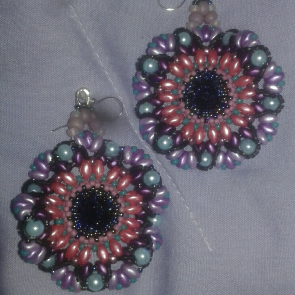Purple flower earrings